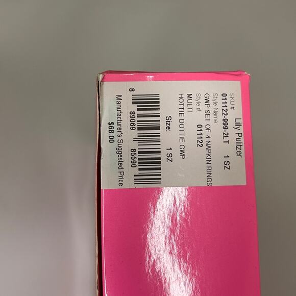 Lilly Pulitzer Hottie Dottie Napkin Rings Set of 4 NWT Gift Boxed - Picture 3 of 5